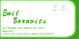 emil borovits business card